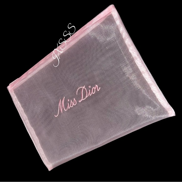 Baby-Pink (Mesh) Dior Beauty (Miss Dior) Embroidered Cosmetic-Makeup Bag - Picture 3 of 16